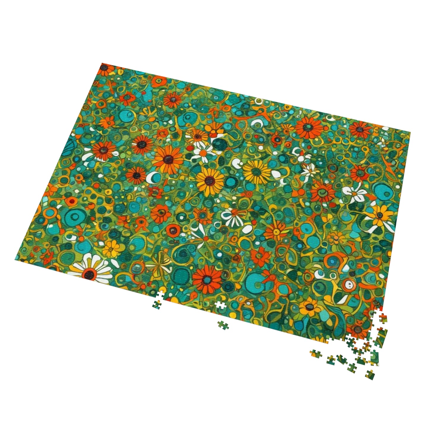 Vibrant Floral Jigsaw Puzzle with Tin