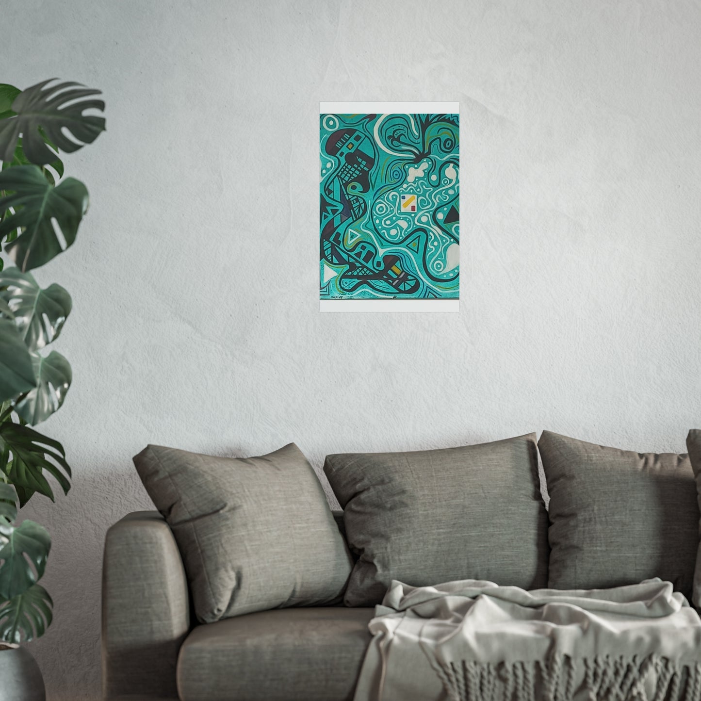 "5" Abstract Turquoise Fine Art Poster.