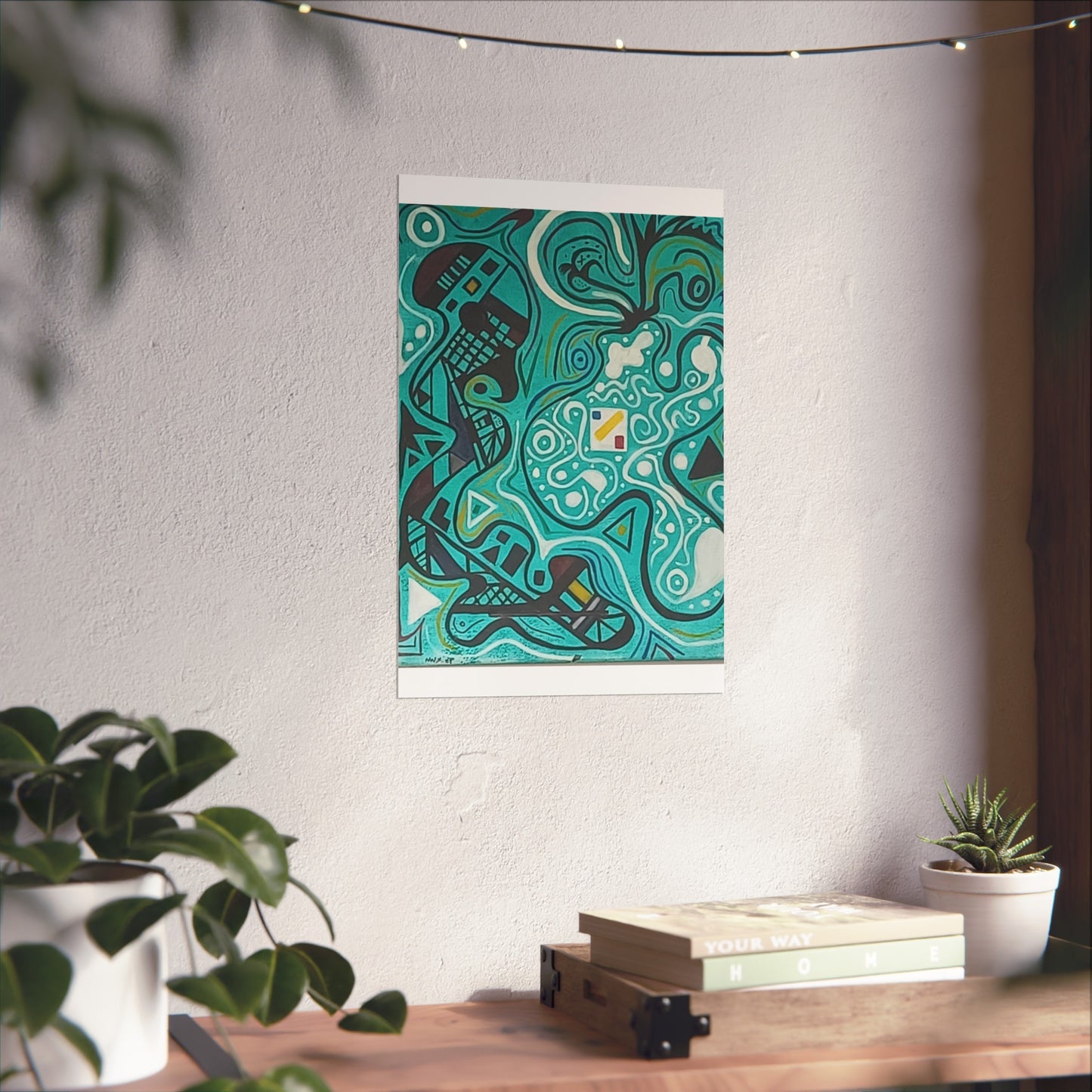 "5" Abstract Turquoise Fine Art Poster.