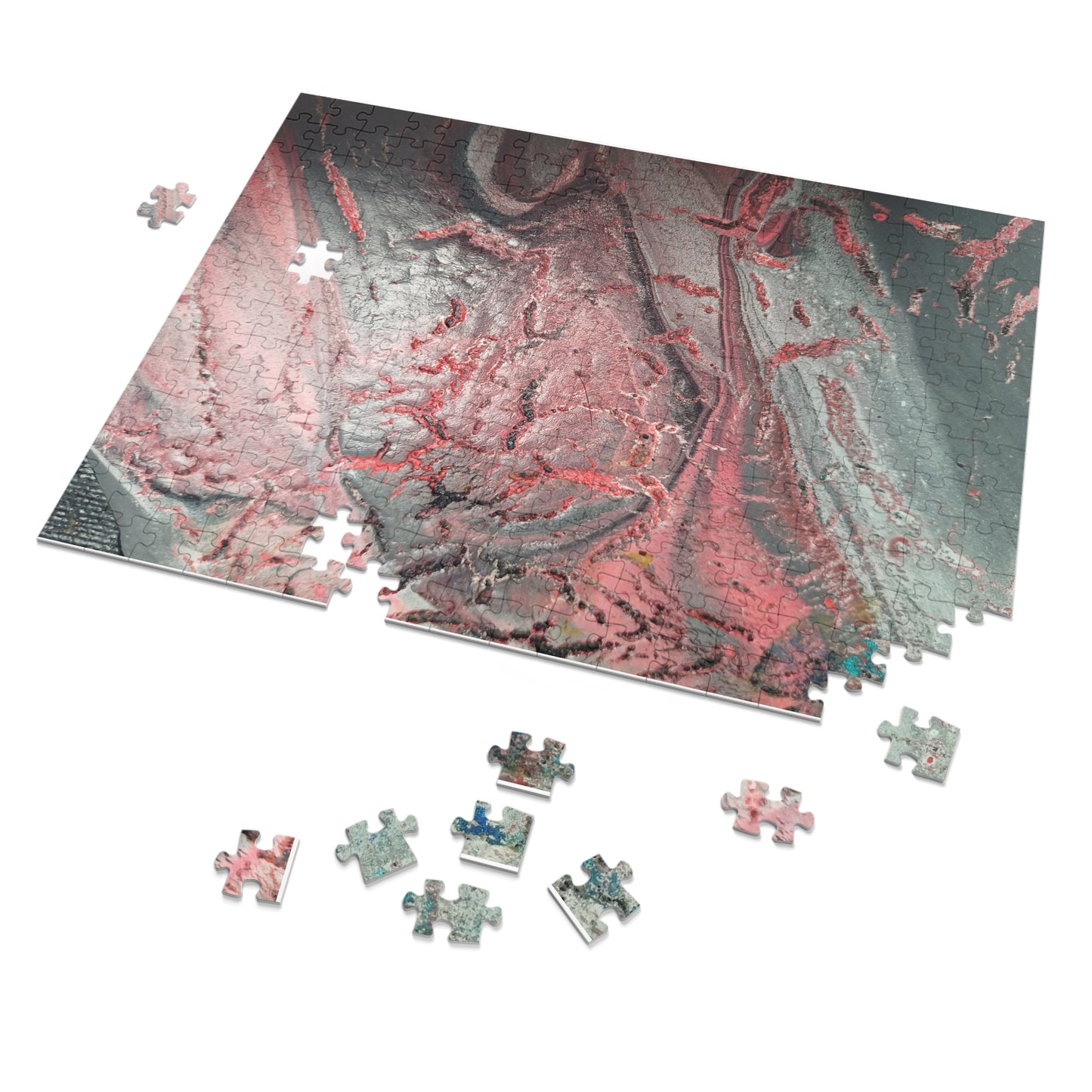 Abstract Pink Splash Jigsaw Puzzle with tin. 6 variants upto 2000 pieces.