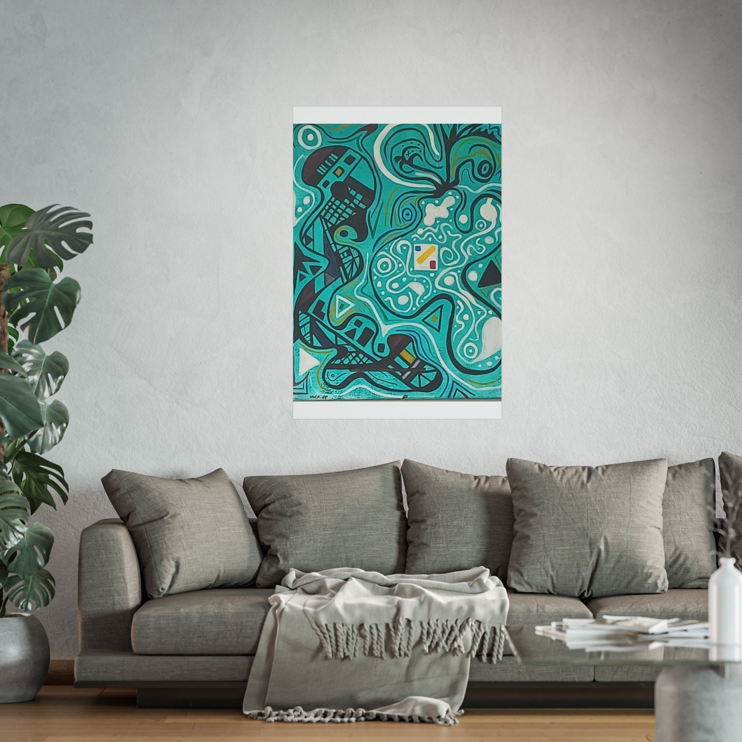 "5" Abstract Turquoise Fine Art Poster.