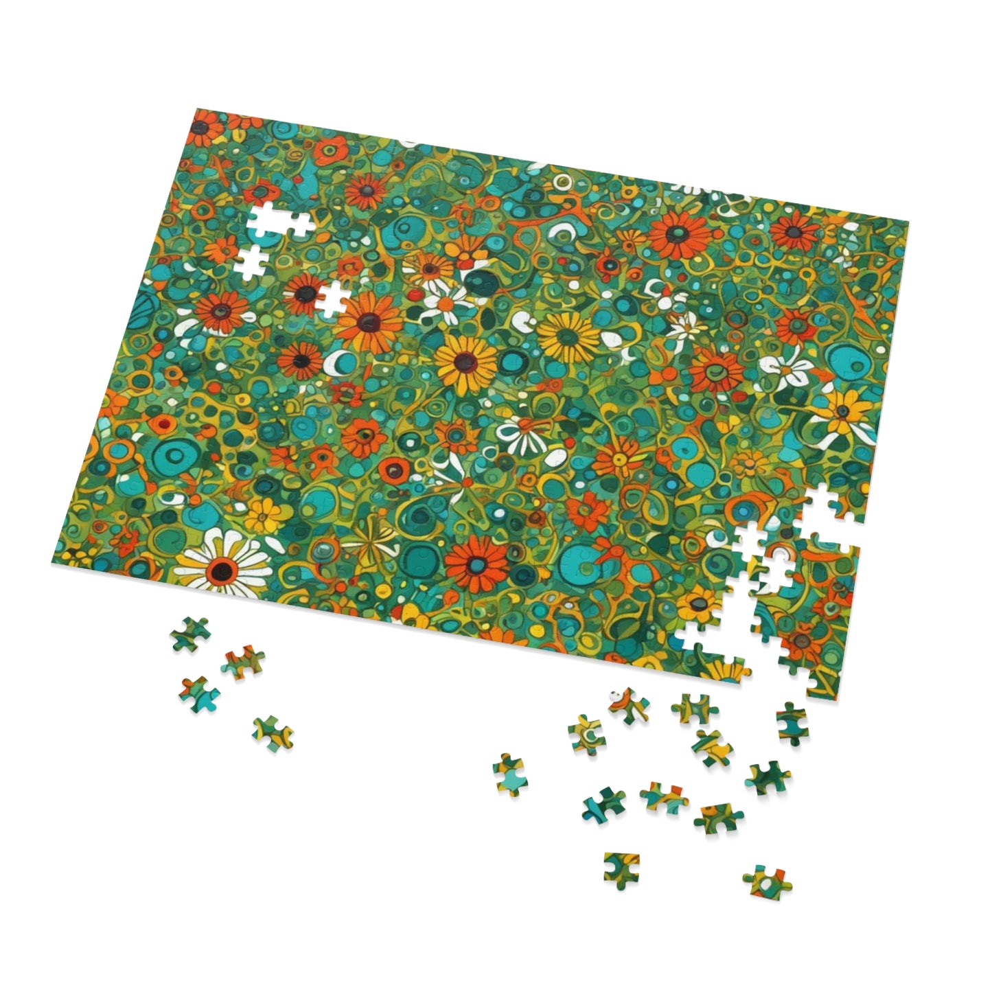 Vibrant Floral Jigsaw Puzzle with Tin