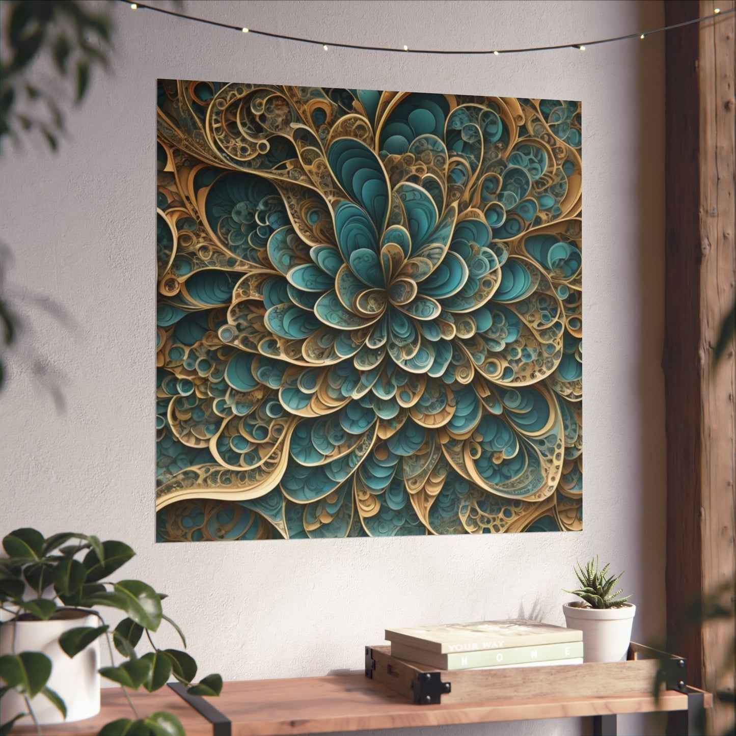 SWIRL BluGold. Fine Art Poster.