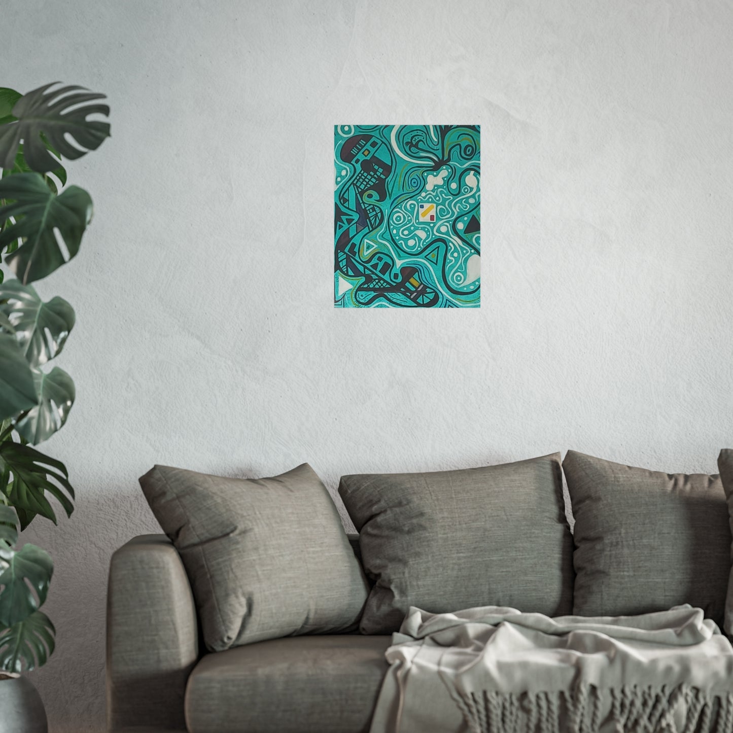 "5" Abstract Turquoise Fine Art Poster.
