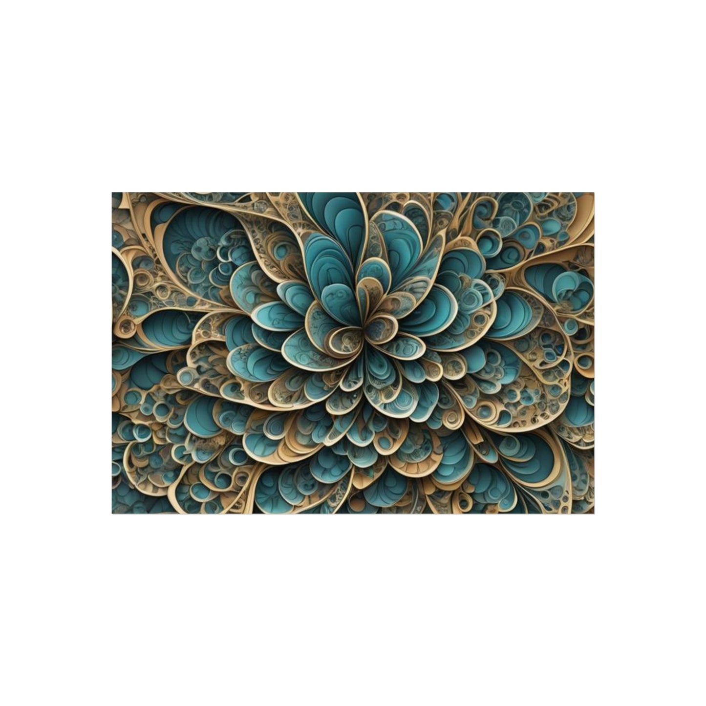 SWIRL BluGold. Fine Art Poster.