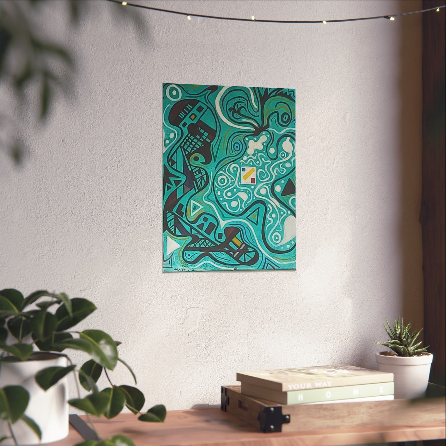"5" Abstract Turquoise Fine Art Poster.