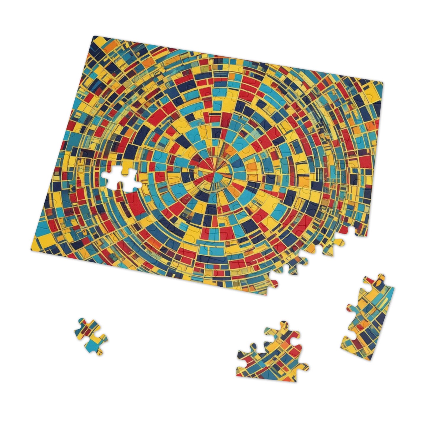 Colorful Abstract Puzzle with Tin various sizes.