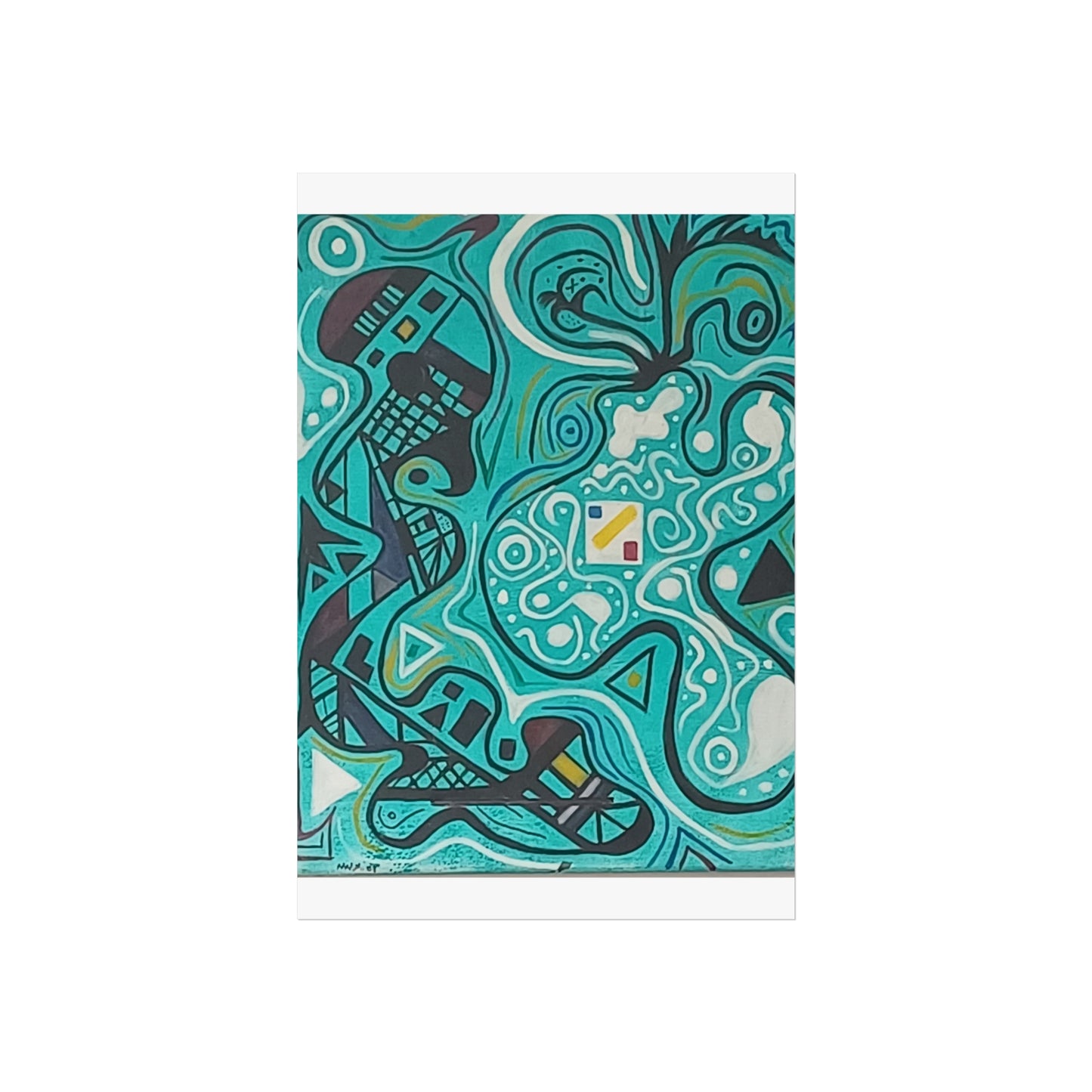 "5" Abstract Turquoise Fine Art Poster.