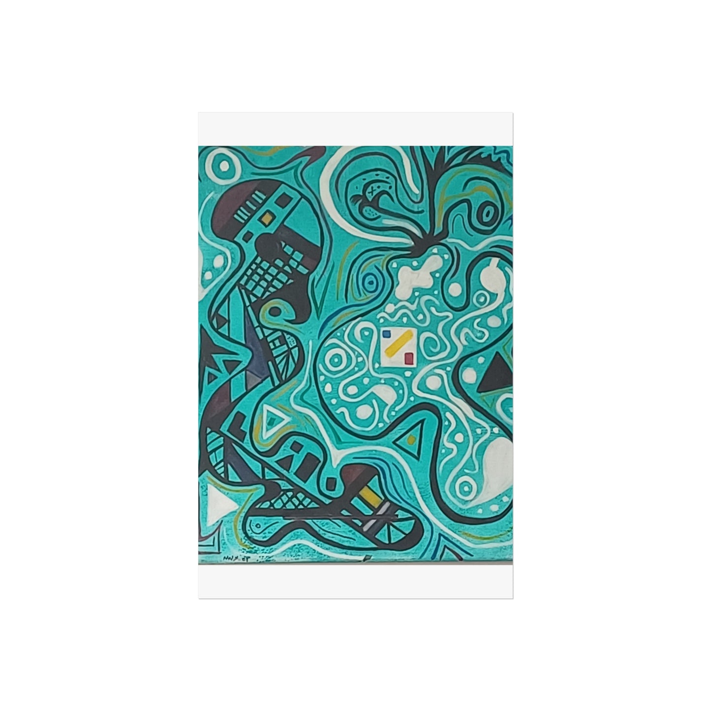 "5" Abstract Turquoise Fine Art Poster.