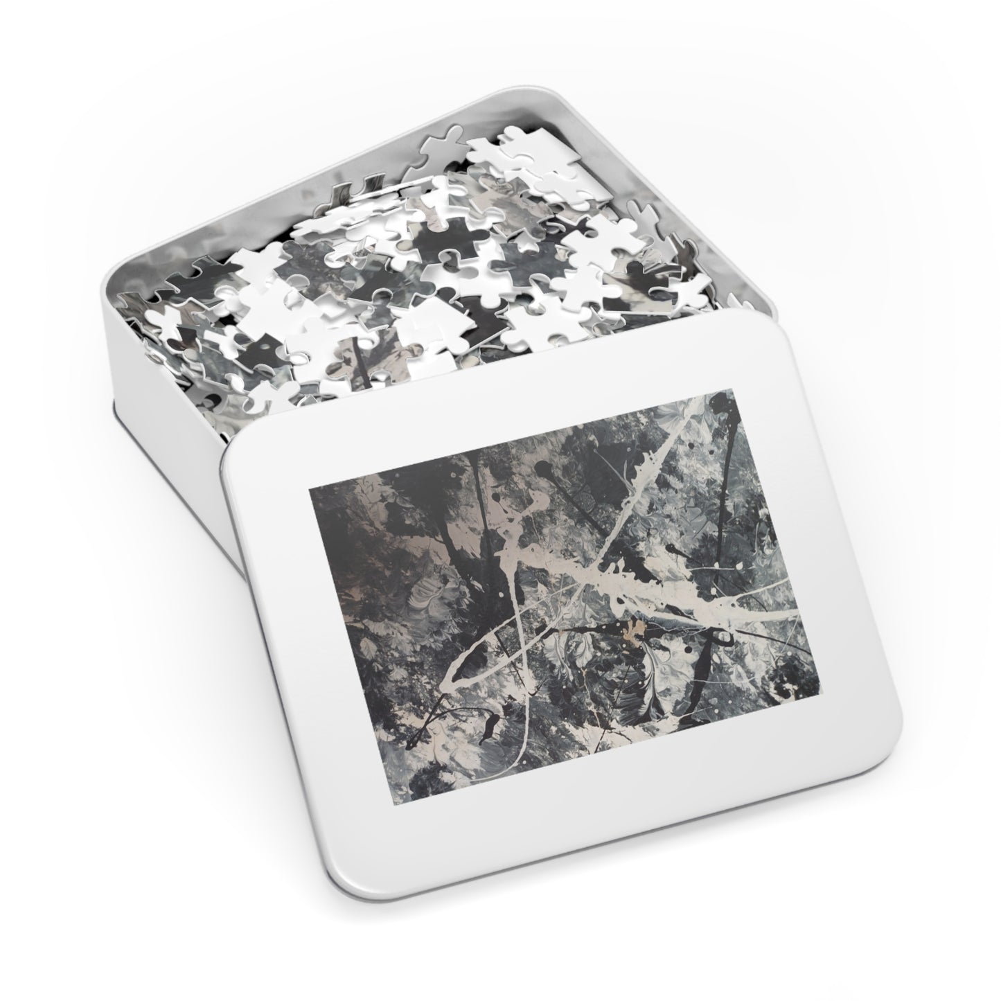 Abstract Black & White Jigsaw Puzzle with Tin. 6 variants upto 2000 pieces.