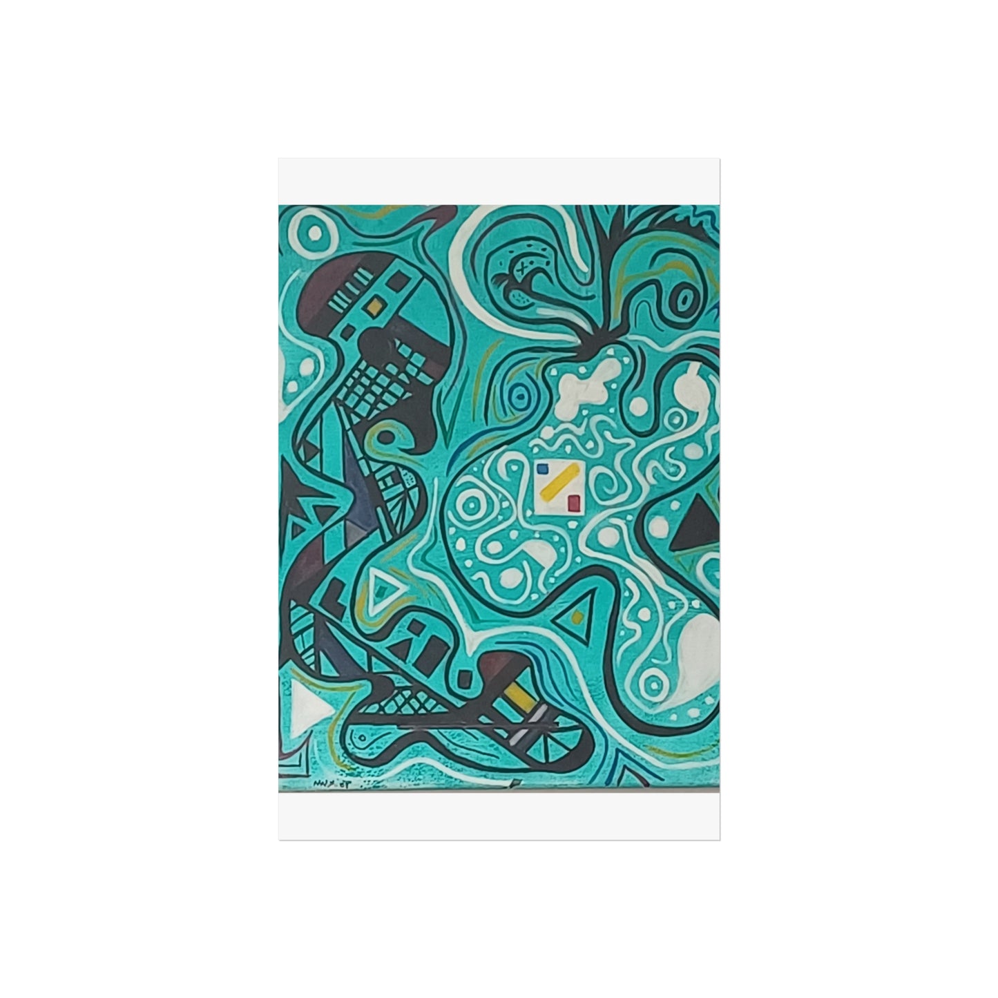 "5" Abstract Turquoise Fine Art Poster.