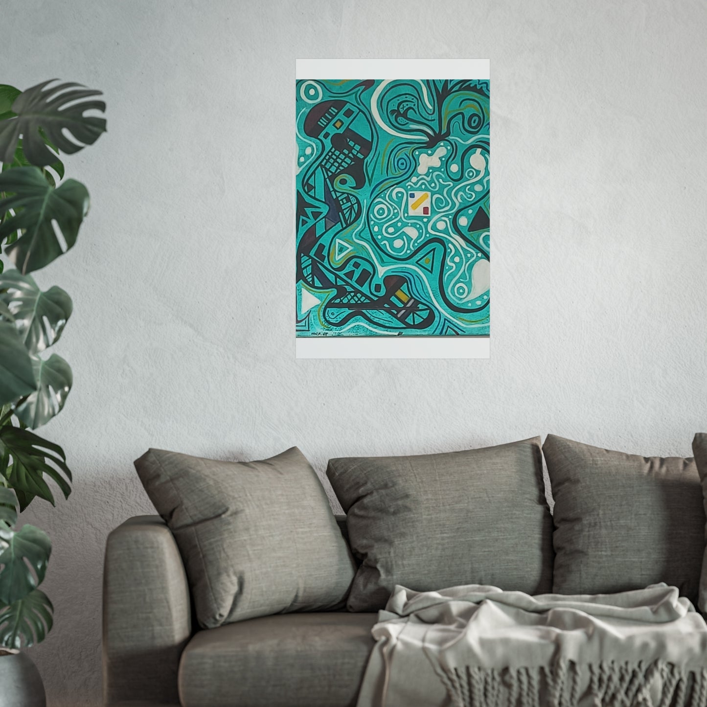 "5" Abstract Turquoise Fine Art Poster.