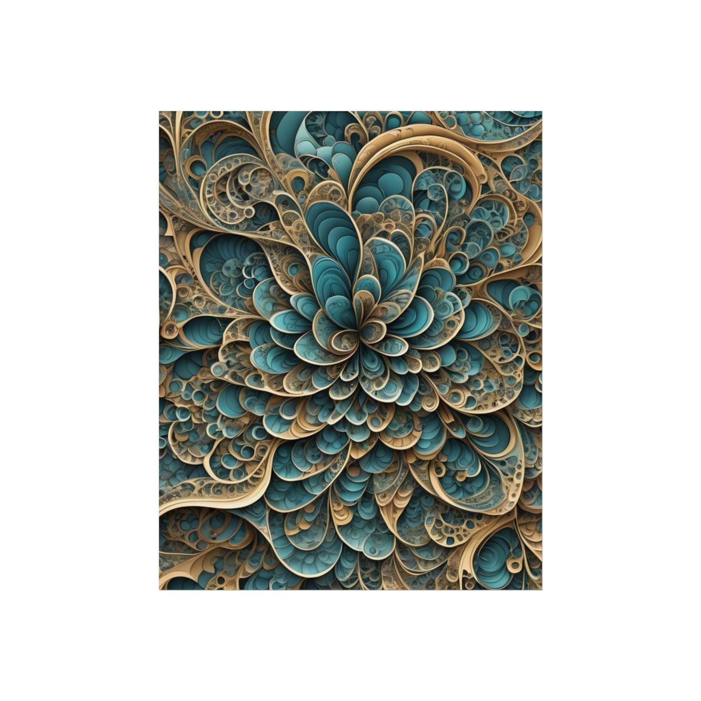 SWIRL BluGold. Fine Art Poster.