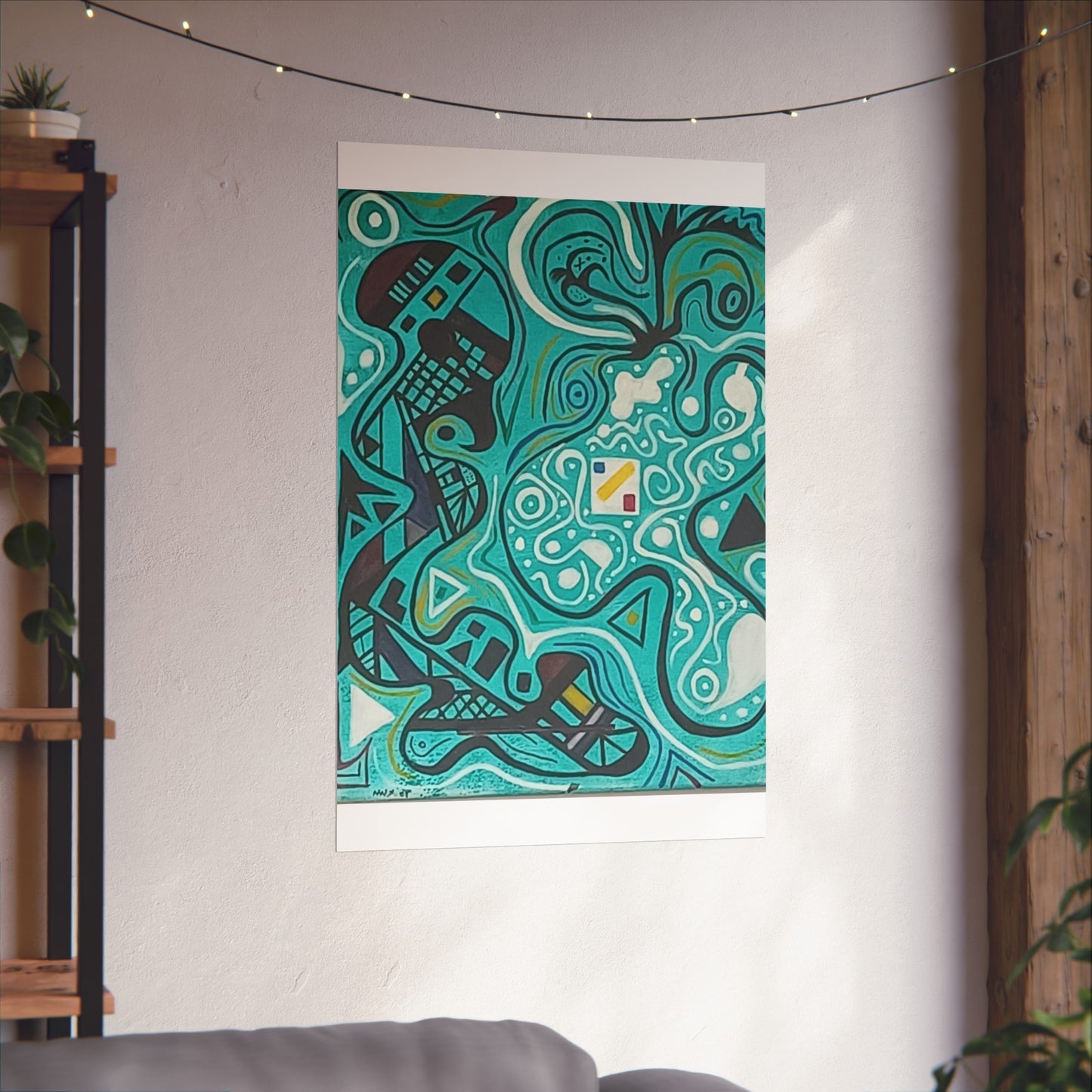 "5" Abstract Turquoise Fine Art Poster.