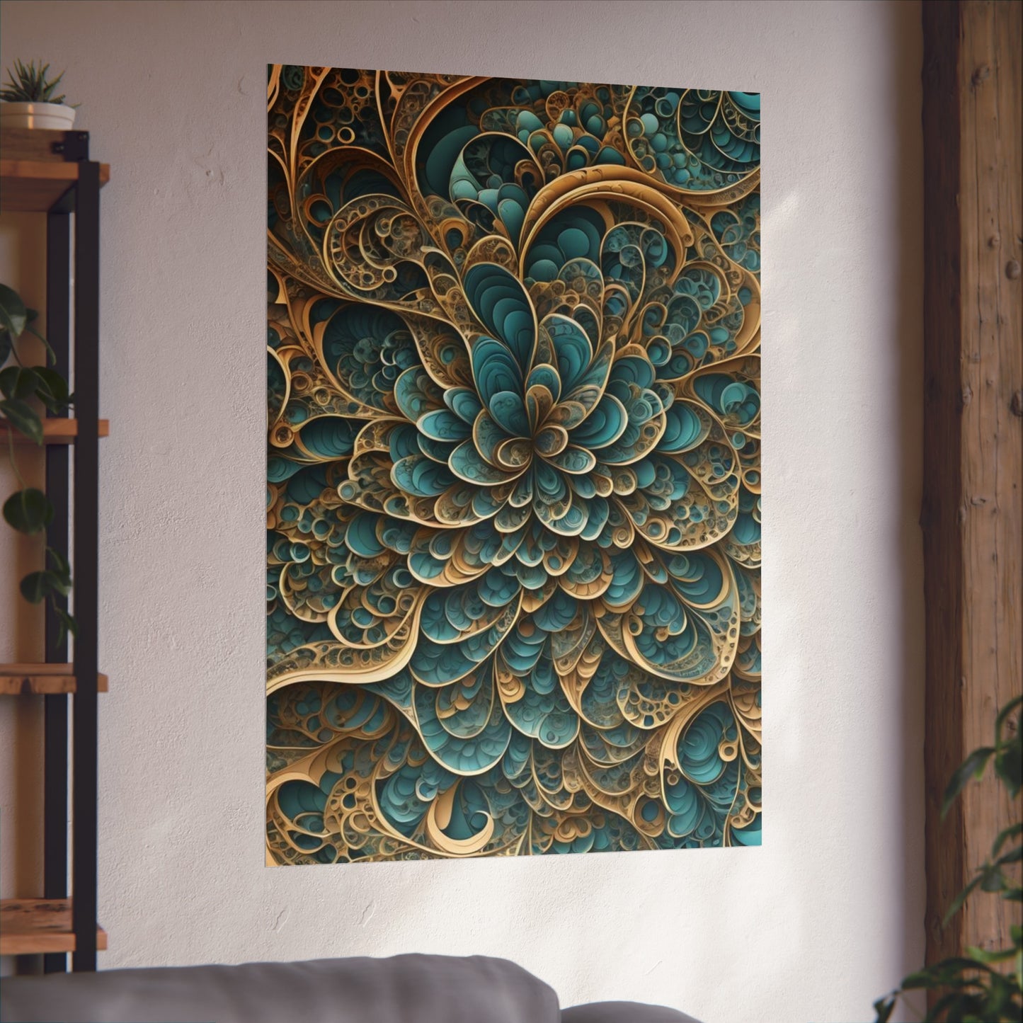 SWIRL BluGold. Fine Art Poster.