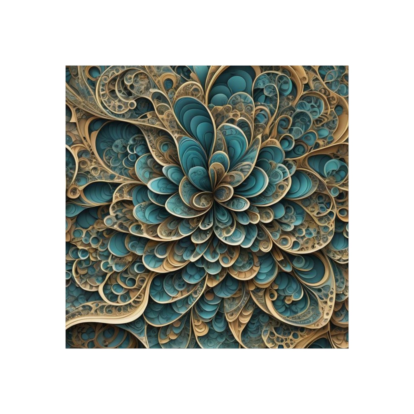 SWIRL BluGold. Fine Art Poster.