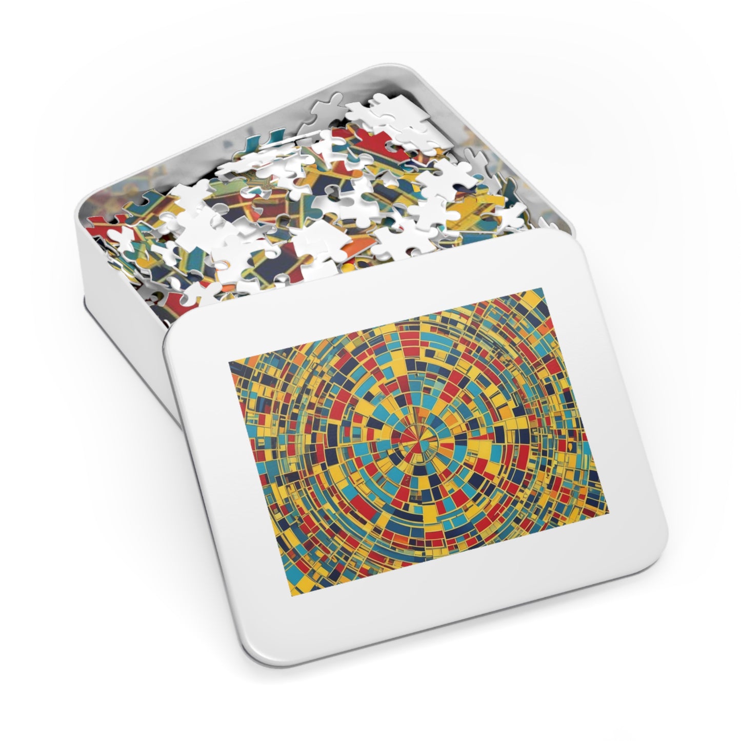 Colorful Abstract Puzzle with Tin various sizes.