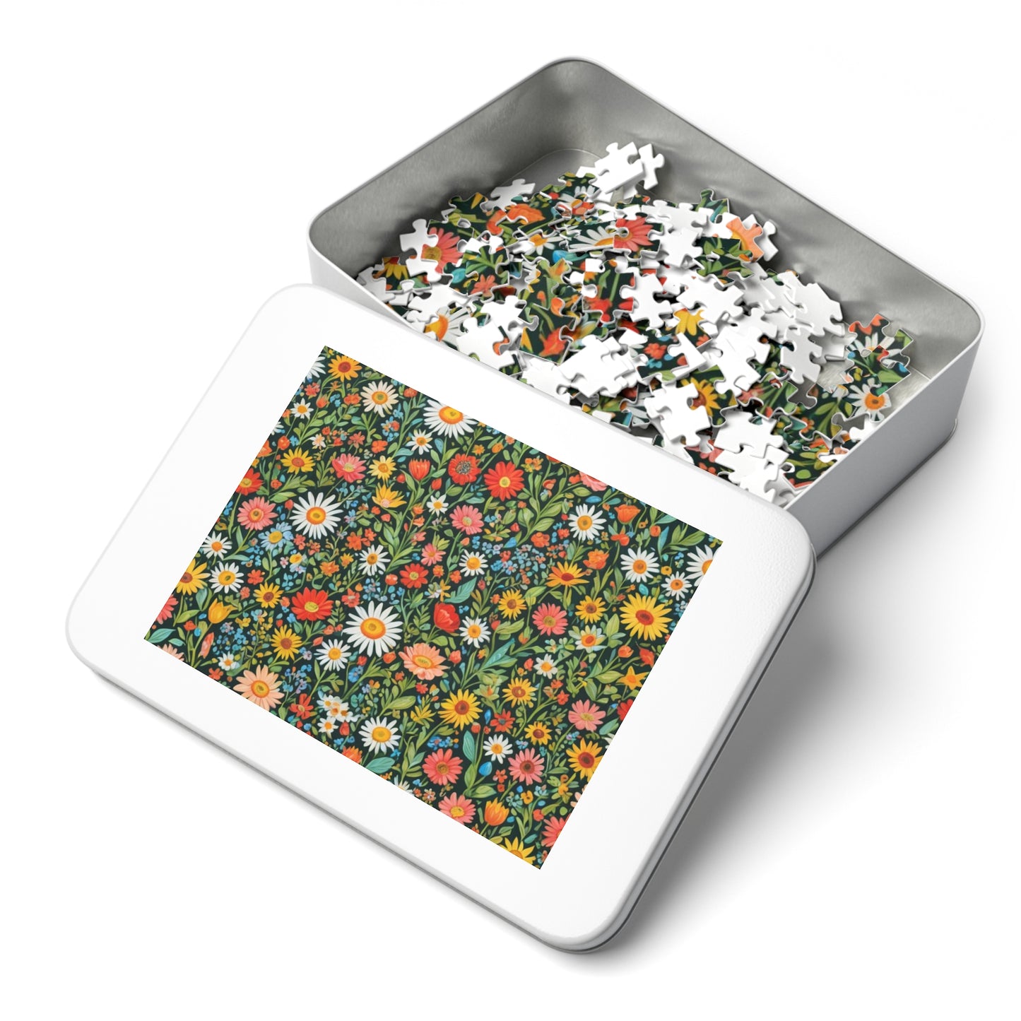 Funky Flowers Jigsaw Puzzle with Tin 30-2000 pieces