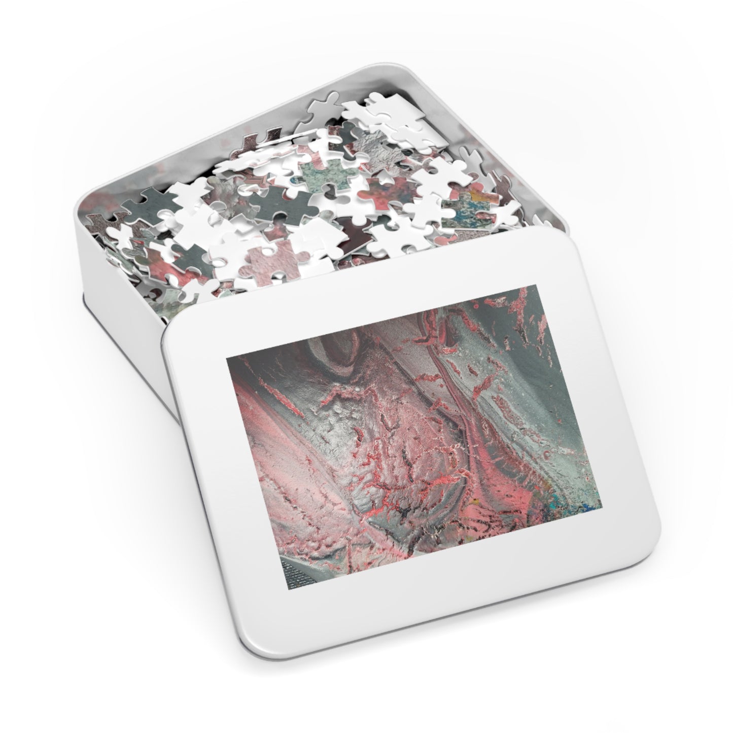 Abstract Pink Splash Jigsaw Puzzle with tin. 6 variants upto 2000 pieces.
