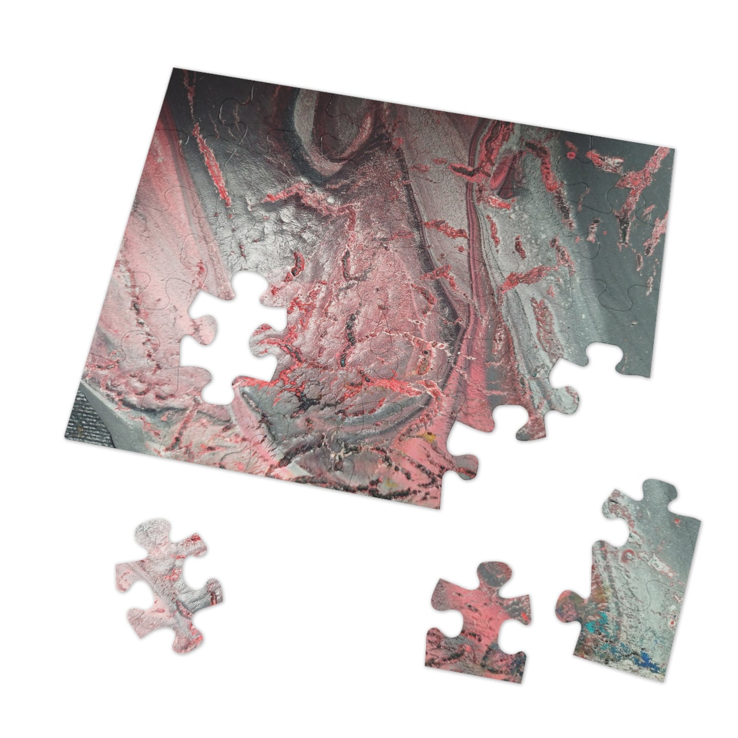 Abstract Pink Splash Jigsaw Puzzle with tin. 6 variants upto 2000 pieces.