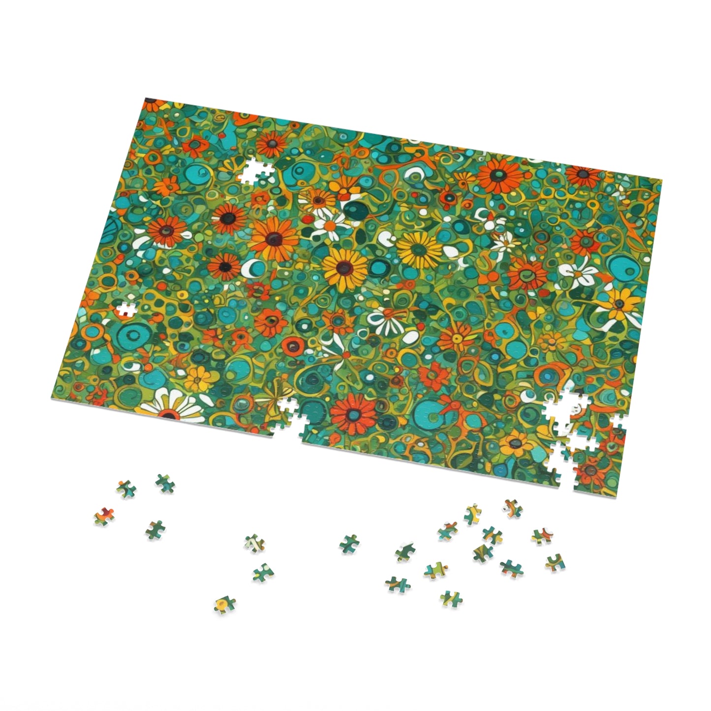 Vibrant Floral Jigsaw Puzzle with Tin