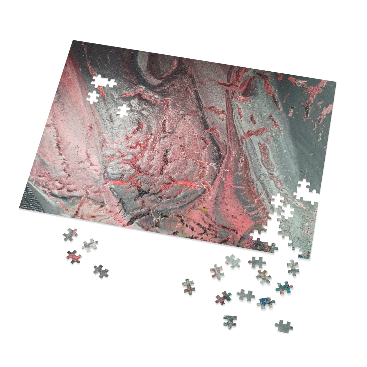 Abstract Pink Splash Jigsaw Puzzle with tin. 6 variants upto 2000 pieces.