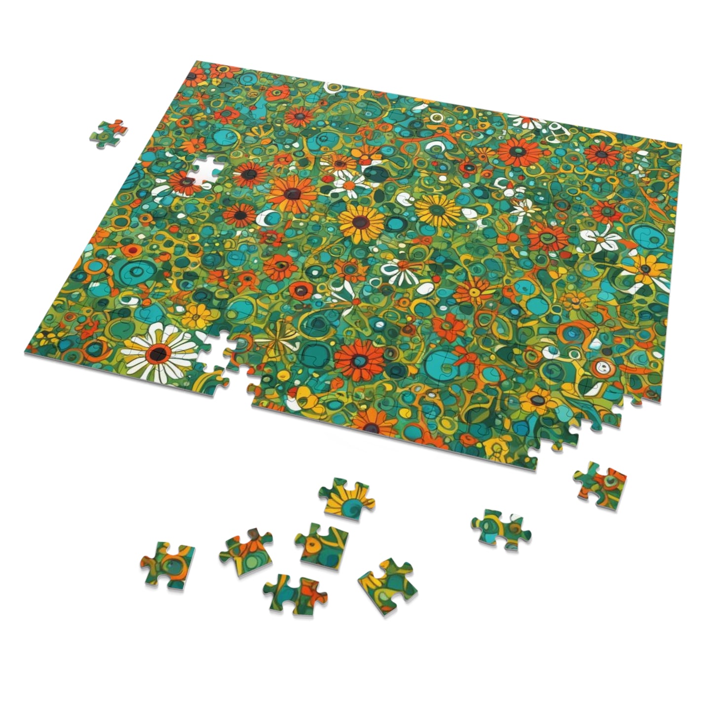 Vibrant Floral Jigsaw Puzzle with Tin