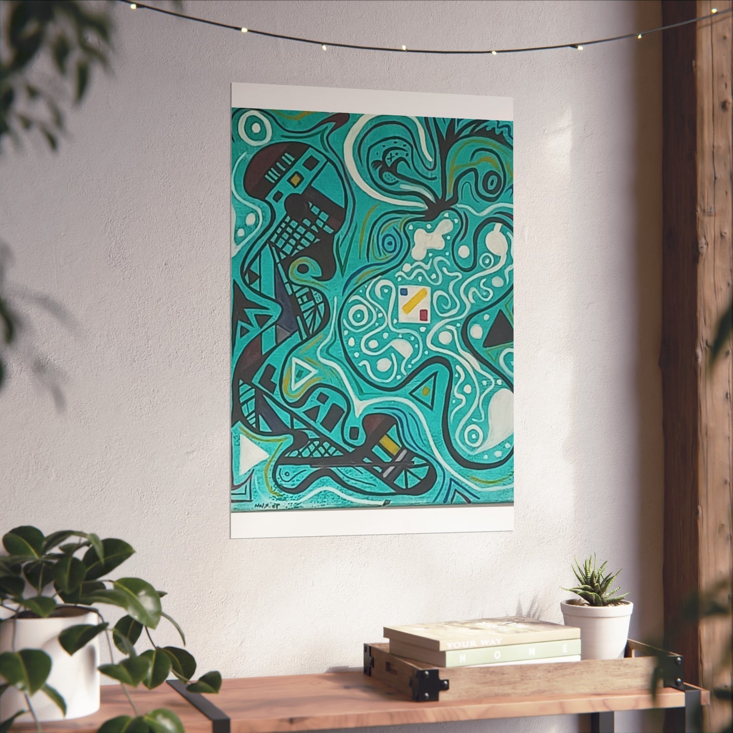 "5" Abstract Turquoise Fine Art Poster.