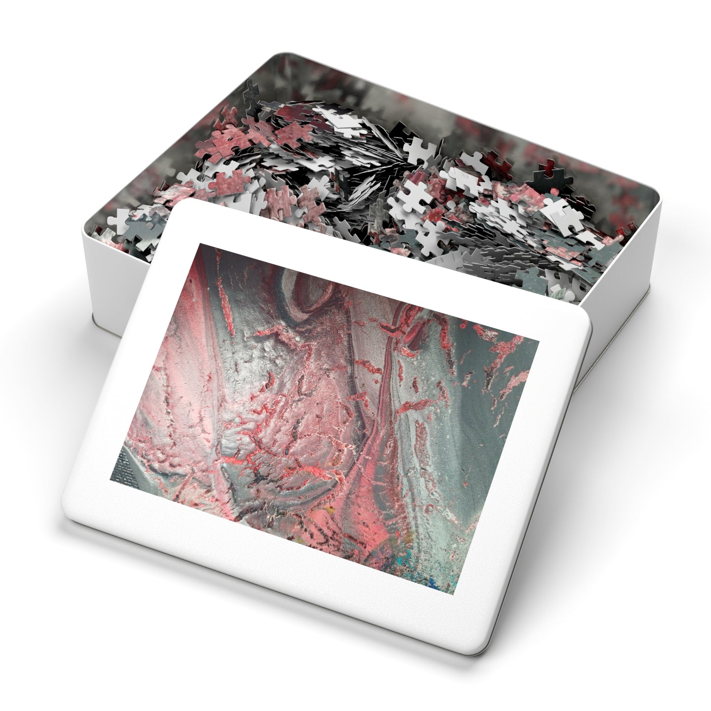 Abstract Pink Splash Jigsaw Puzzle with tin. 6 variants upto 2000 pieces.