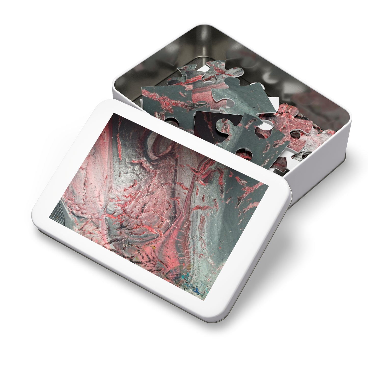 Abstract Pink Splash Jigsaw Puzzle with tin. 6 variants upto 2000 pieces.