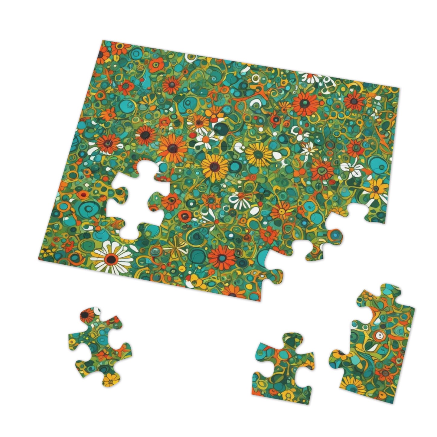 Vibrant Floral Jigsaw Puzzle with Tin