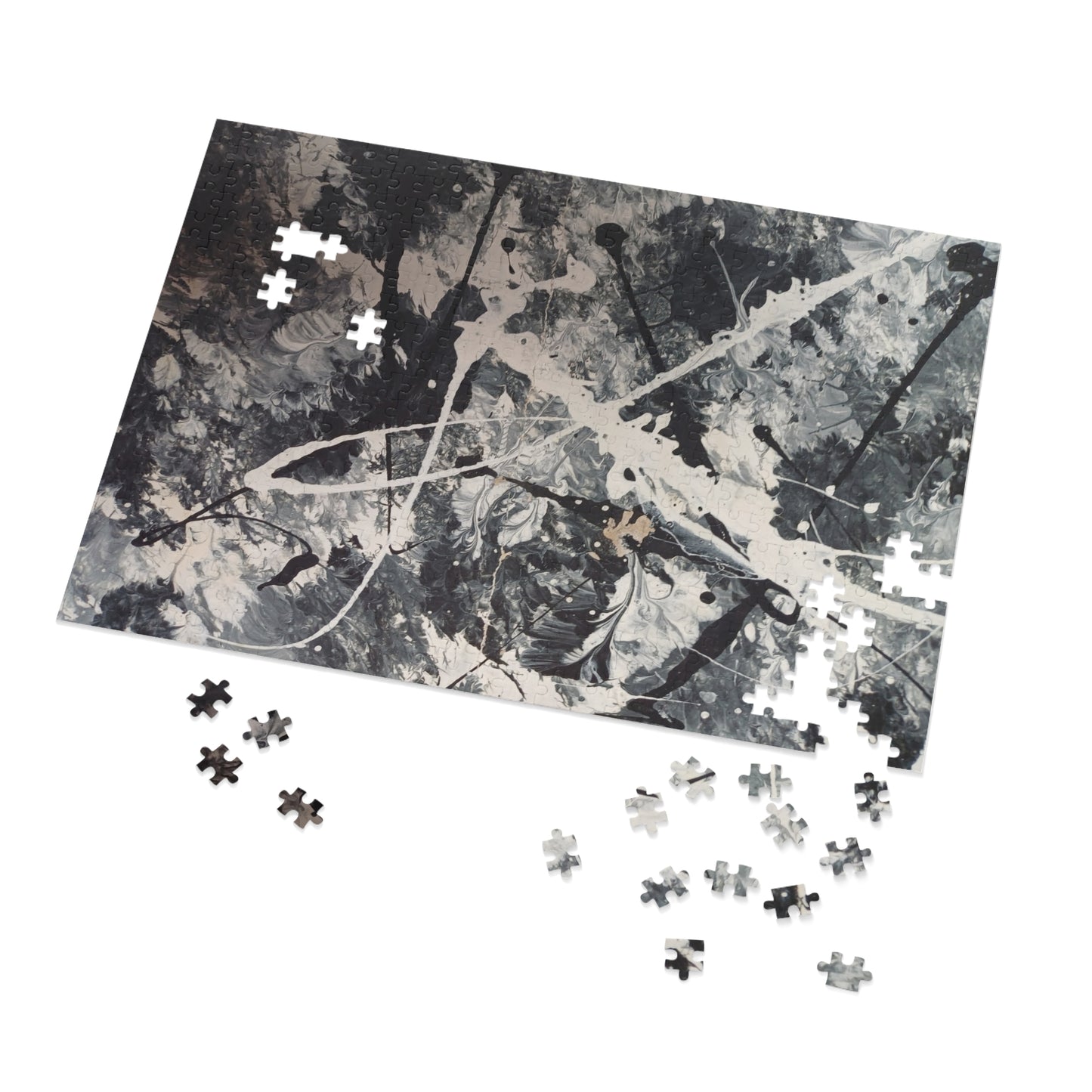 Abstract Black & White Jigsaw Puzzle with Tin. 6 variants upto 2000 pieces.